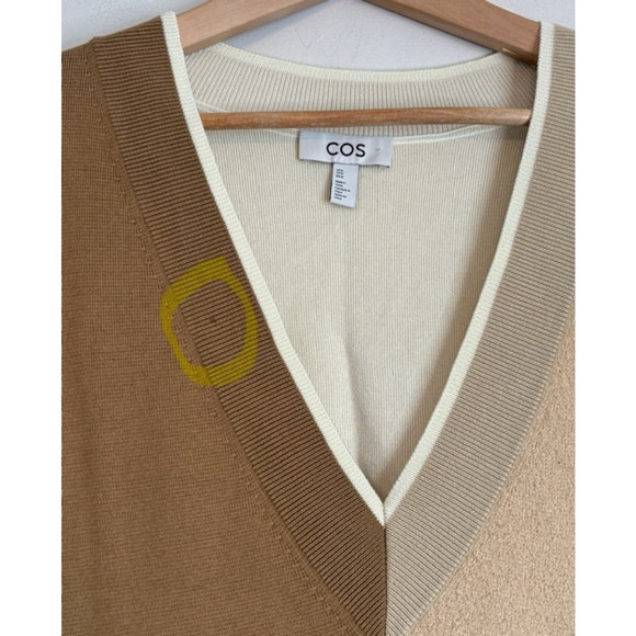 COS Womens Knit V-Neck Colour Block Tunic Style Vest Medium Minimalist Academia - Picture 6 of 14